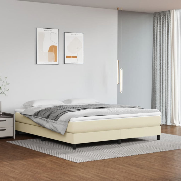 Boxspring sengeramme 180x200 cm kunstlæder cremefarvet