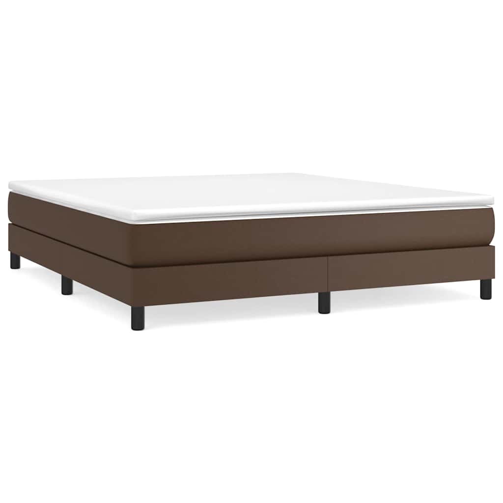Boxspring sengeramme 180x200 cm kunstlæder brun