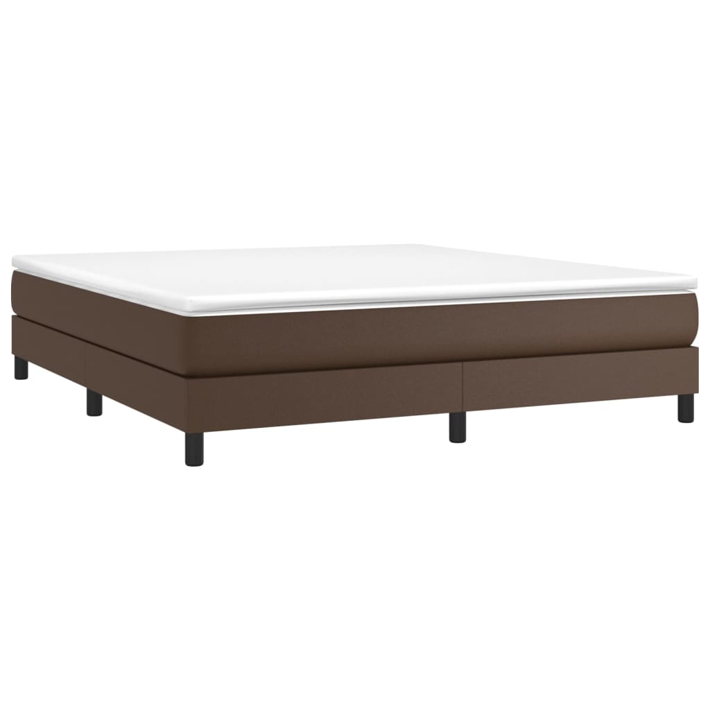 Boxspring sengeramme 180x200 cm kunstlæder brun