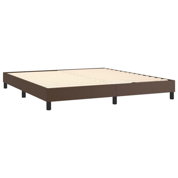 Boxspring sengeramme 180x200 cm kunstlæder brun