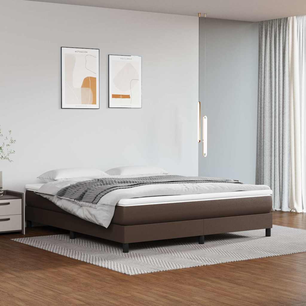 Boxspring sengeramme 180x200 cm kunstlæder brun