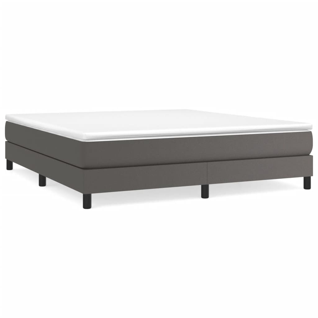Boxspring sengeramme 180x200 cm kunstlæder grå