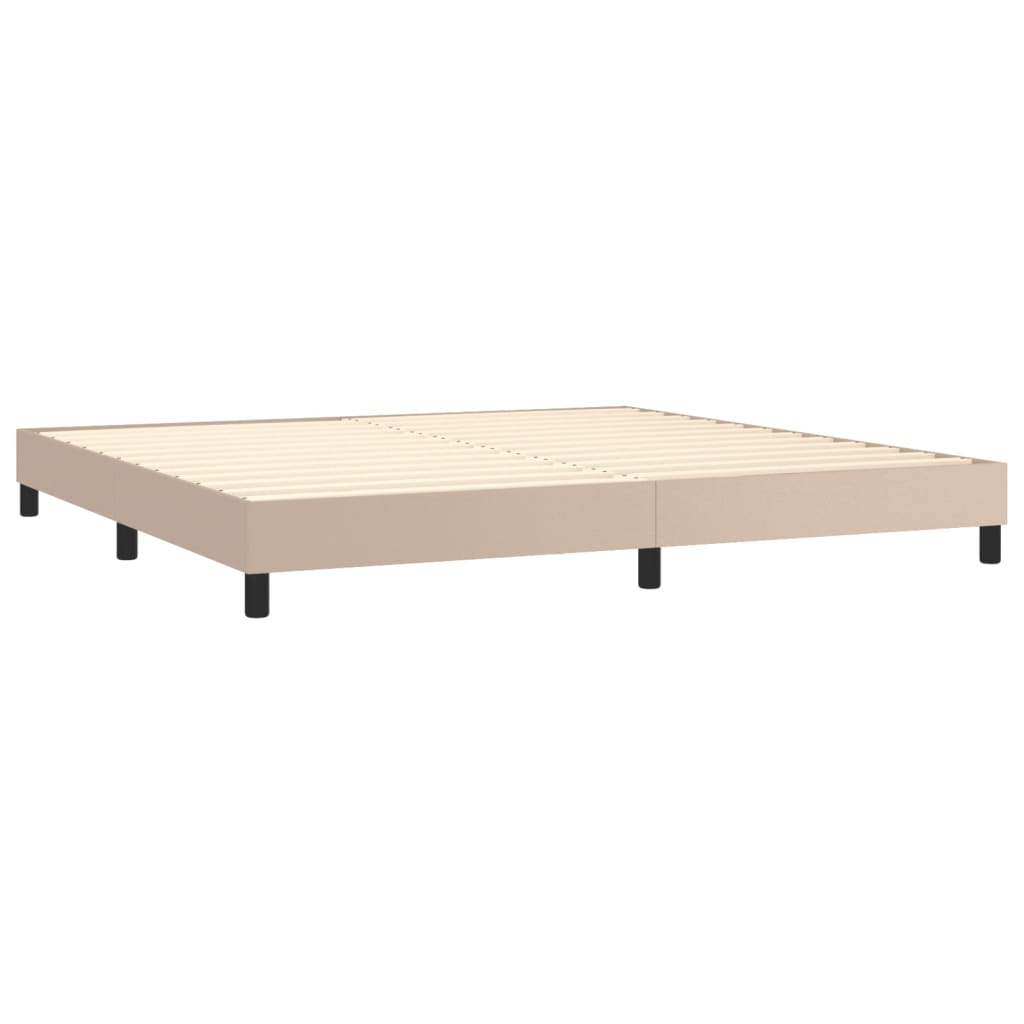Boxspring sengeramme 200x200 cm kunstlæder cappuccinofarvet