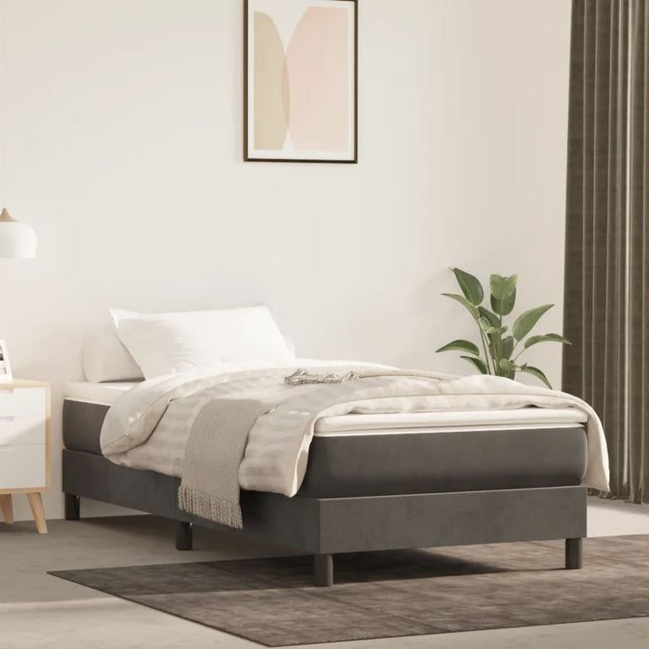 Boxspring sengeramme Mørkegrå 90x190 cm Fløjl
