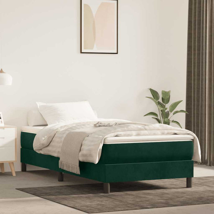 Boxspring sengeramme Mørkegrøn 90x190 cm Fløjl