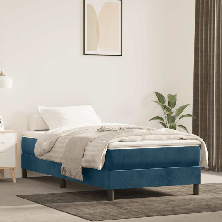 Boxspring sengeramme Mørkeblå 90x190 cm Fløjl