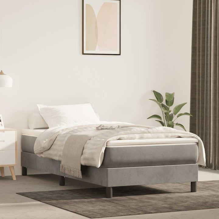 Boxspring sengeramme Lysegrå 90x200 cm Fløjl