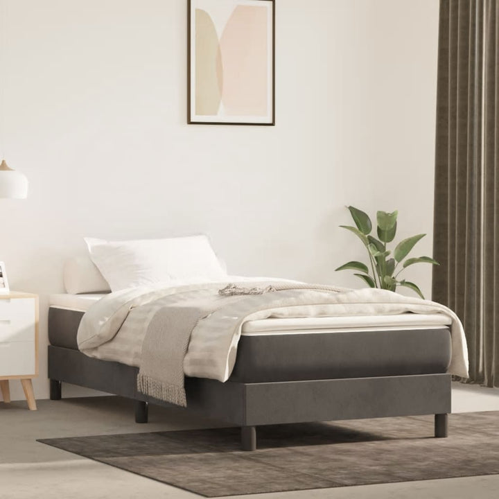 Boxspring sengeramme Mørkegrå 90x200 cm Fløjl