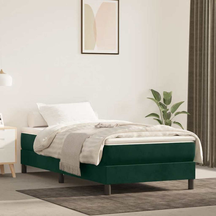 Boxspring sengeramme Mørkegrøn 100x200 cm Fløjl