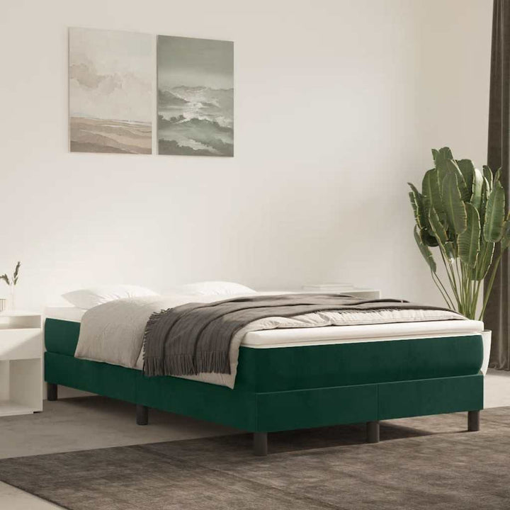 Boxspring sengeramme Mørkegrøn 120x200 cm Fløjl