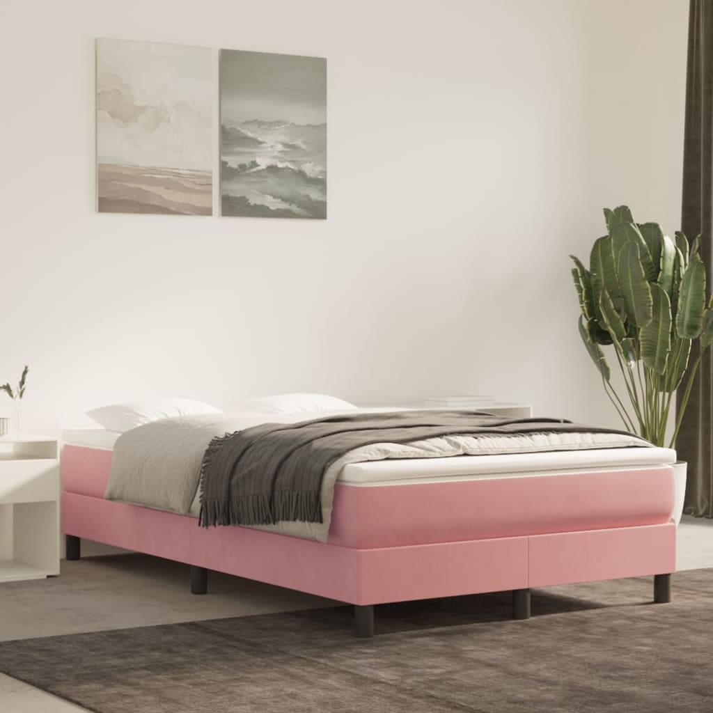 Boxspring sengeramme 120x200 cm fløjl pink