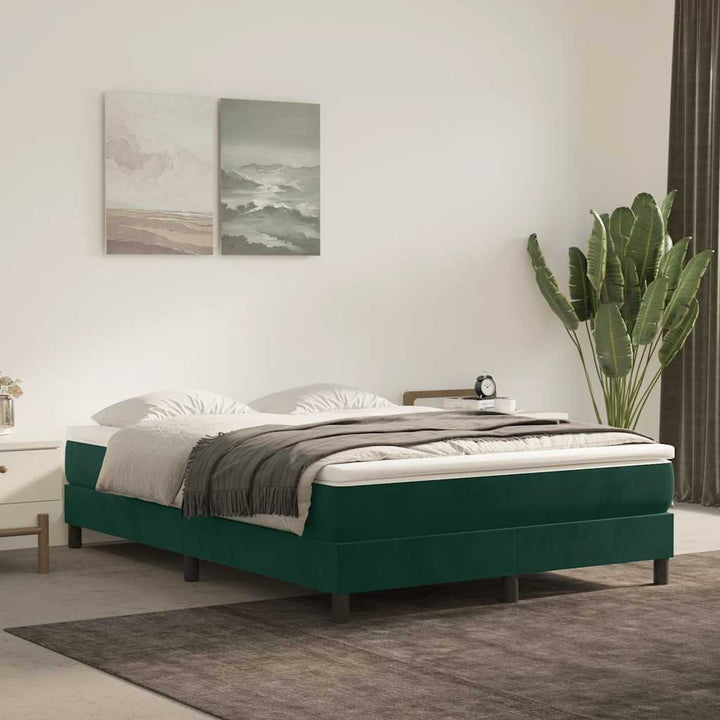 Boxspring sengeramme Mørkegrøn 140x190 cm Fløjl
