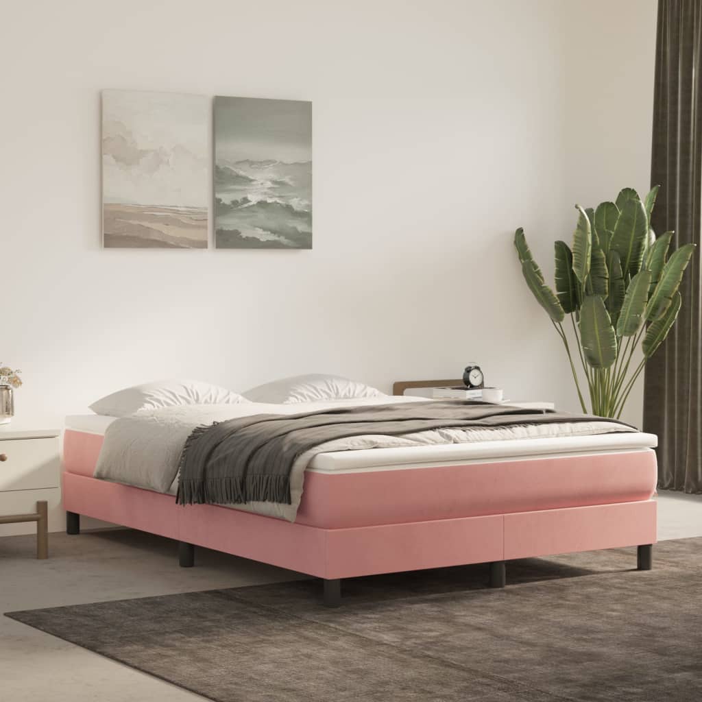 Boxspring sengeramme 140x190 cm fløjl pink
