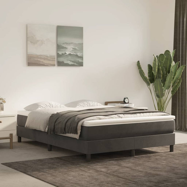 Boxspring sengeramme Mørkegrå 140x200 cm Fløjl