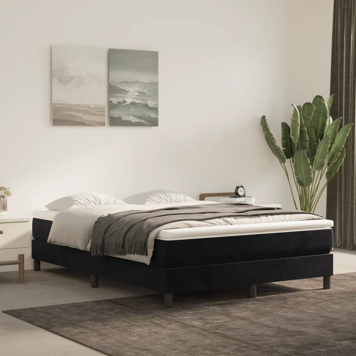Boxspring sengeramme Sort 140x200 cm Fløjl