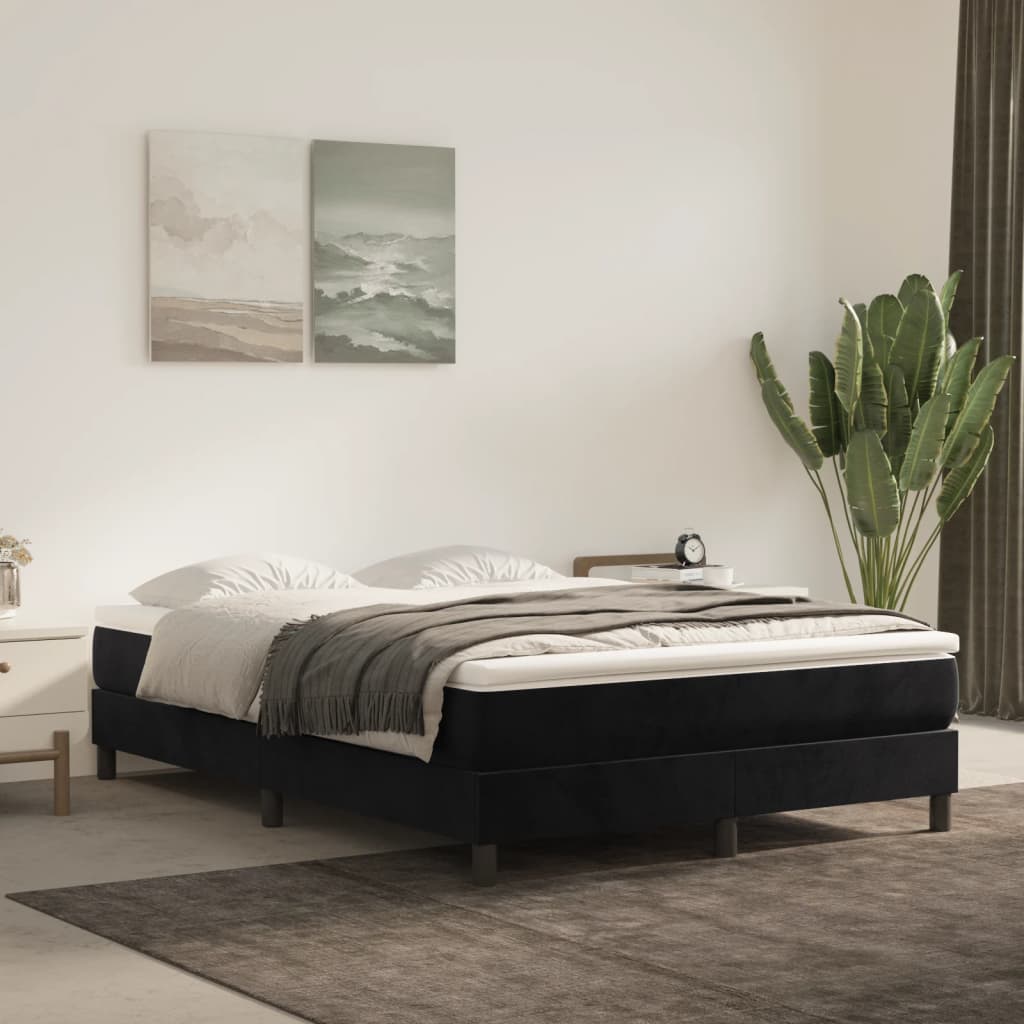 Boxspring sengeramme Sort 140x200 cm Fløjl
