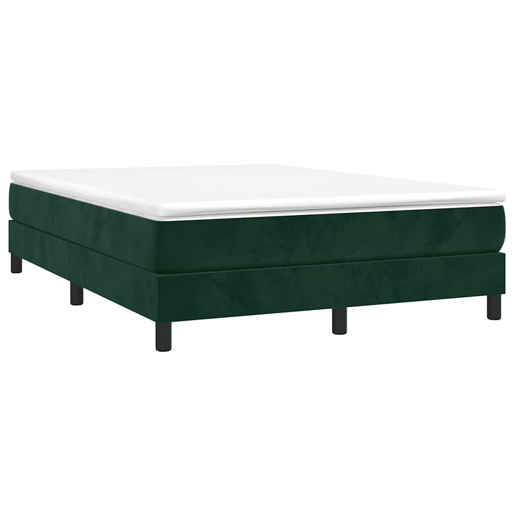 Boxspring sengeramme Mørkegrøn 140x200 cm Fløjl