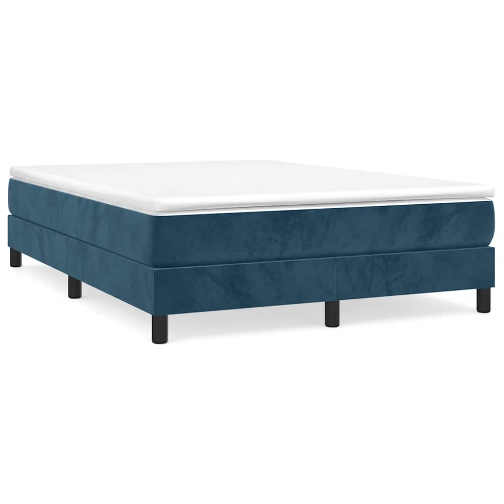 Boxspring sengeramme Mørkeblå 140x200 cm Fløjl