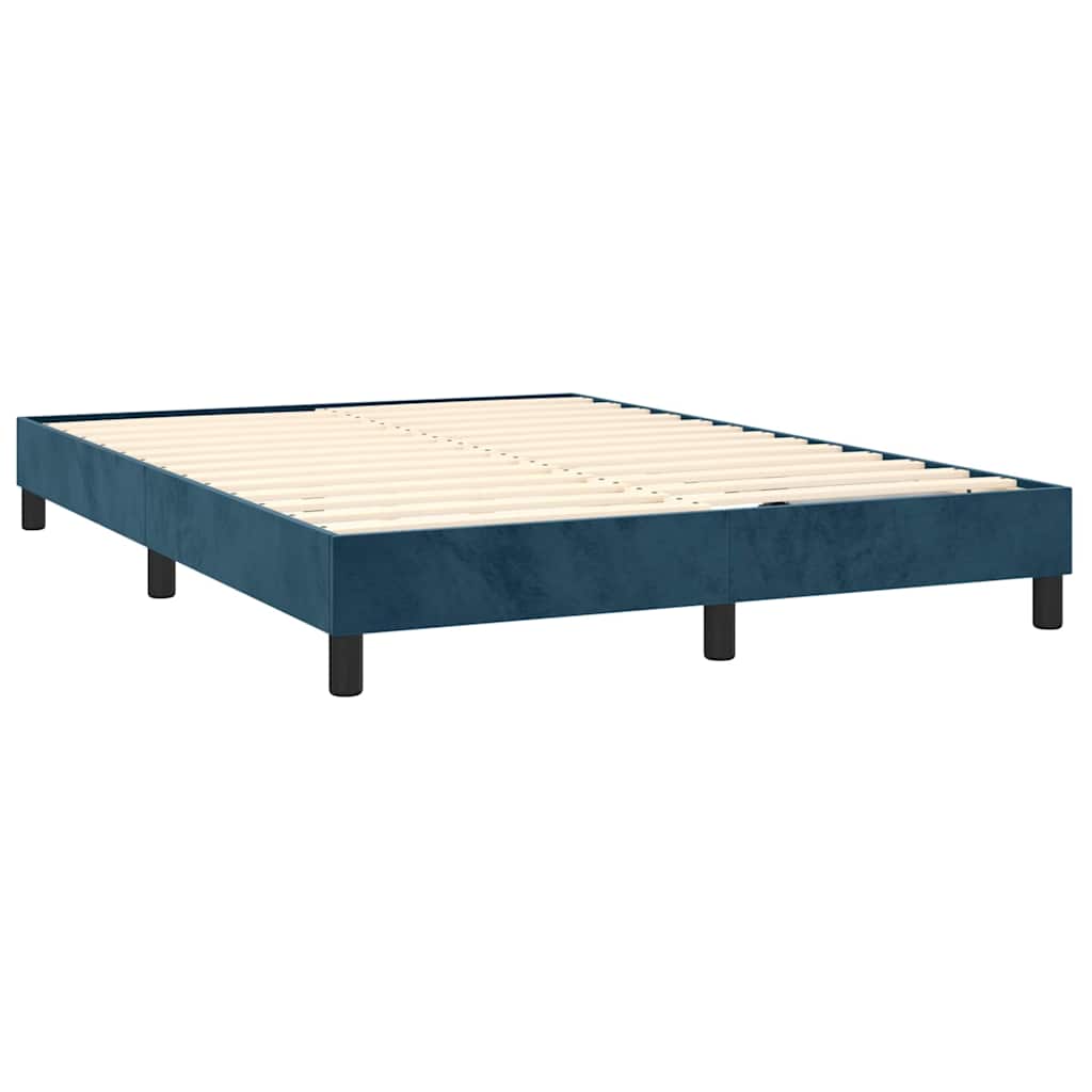 Boxspring sengeramme Mørkeblå 140x200 cm Fløjl