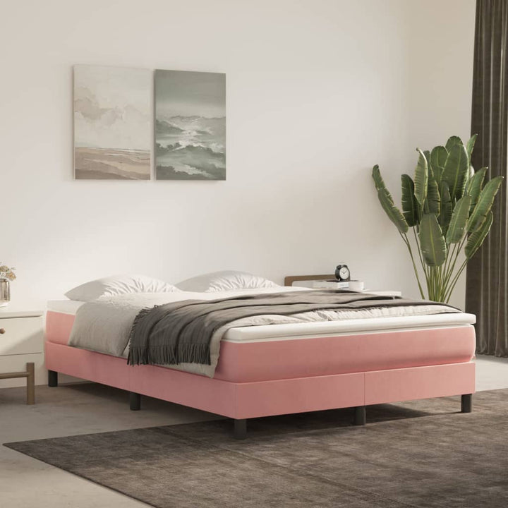 Boxspring sengeramme 140x200 cm fløjl pink