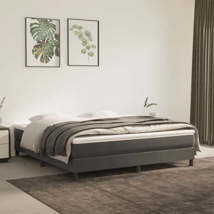 Boxspring sengeramme Mørkegrå 160x200 cm Fløjl