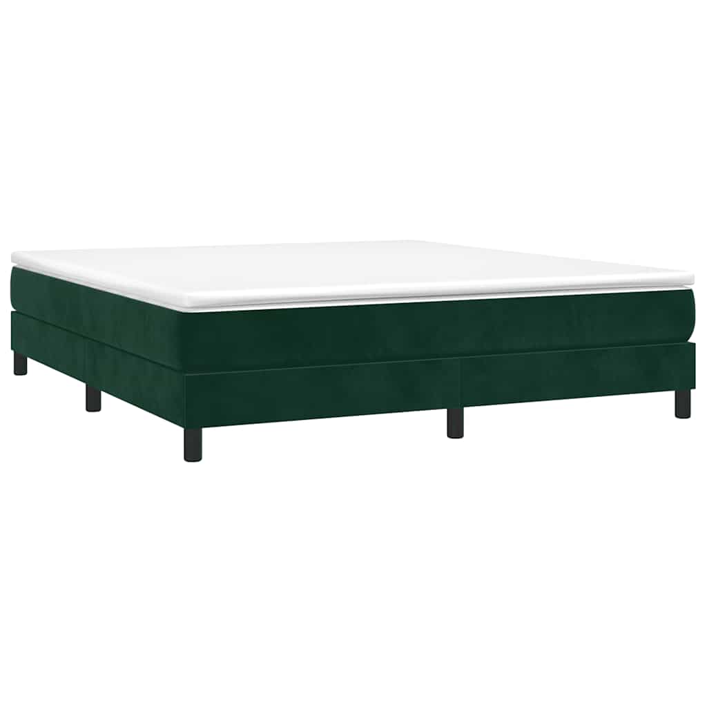 Boxspring sengeramme Mørkegrøn 160x200 cm Fløjl