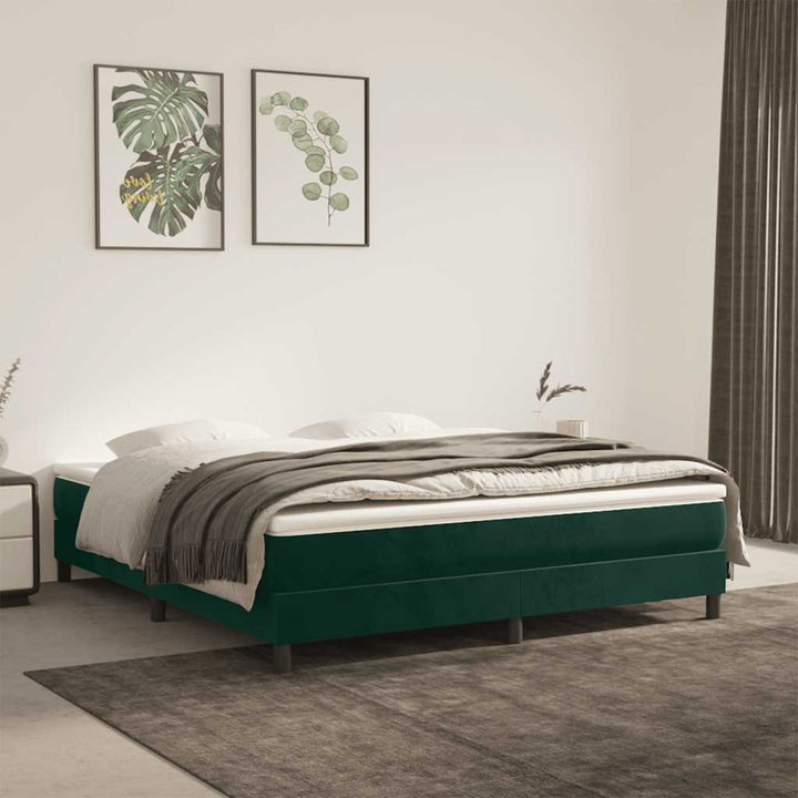 Boxspring sengeramme Mørkegrøn 180x200 cm Fløjl