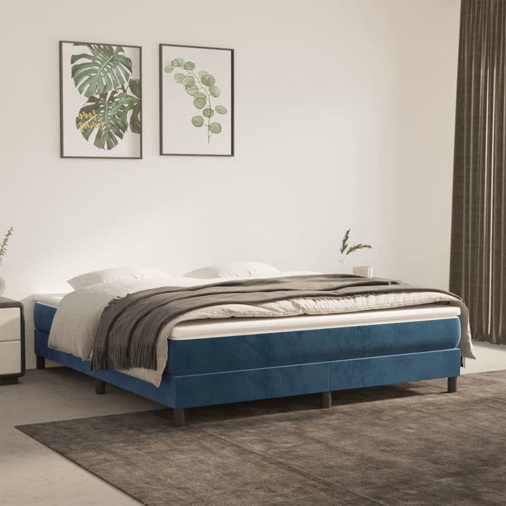 Boxspring sengeramme Mørkeblå 180x200 cm Fløjl