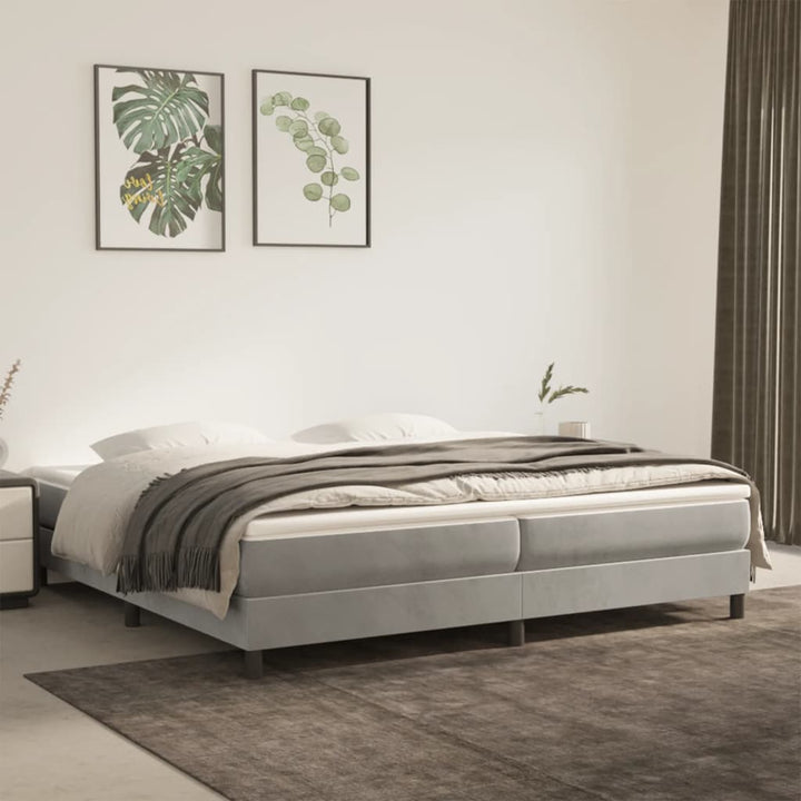 Boxspring sengeramme Lysegrå 200x200 cm Fløjl