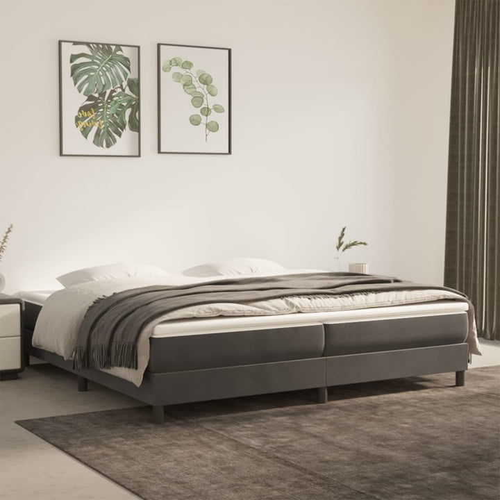 Boxspring sengeramme Mørkegrå 200x200 cm Fløjl