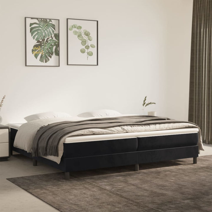 Boxspring sengeramme Sort 200x200 cm Fløjl