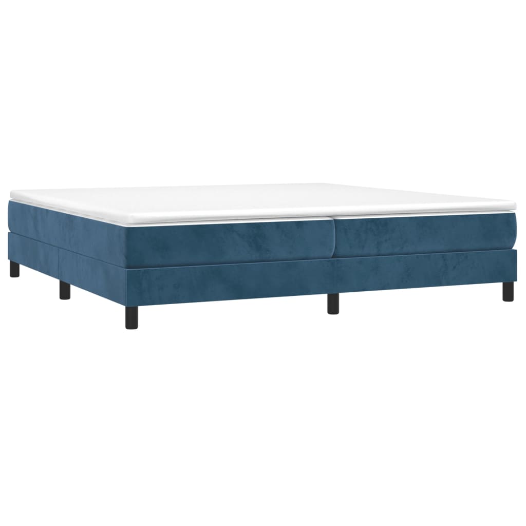 Boxspring sengeramme Mørkeblå 200x200 cm Fløjl