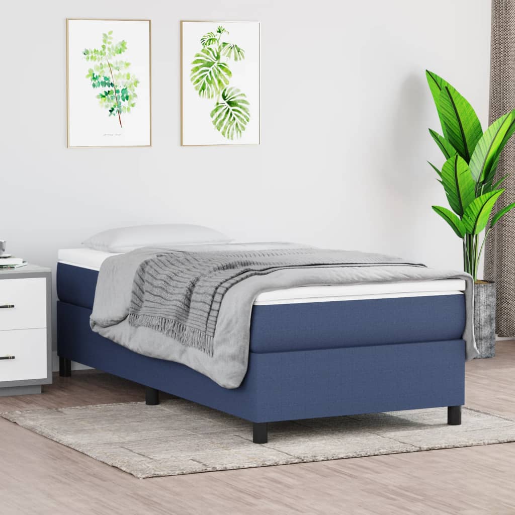 Boxspring sengeramme 90x200 cm stof blå