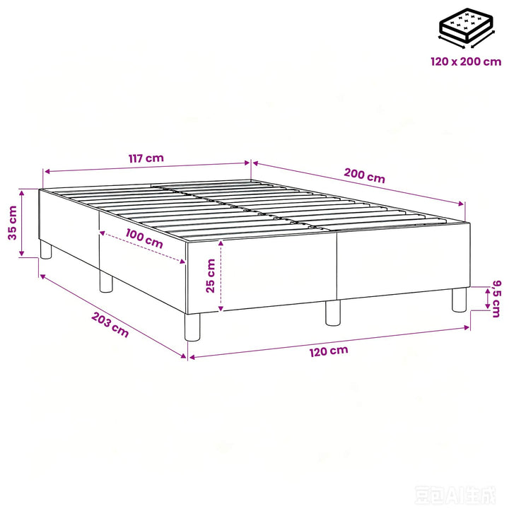 Boxspring sengeramme Taupe 120x200 cm Stof