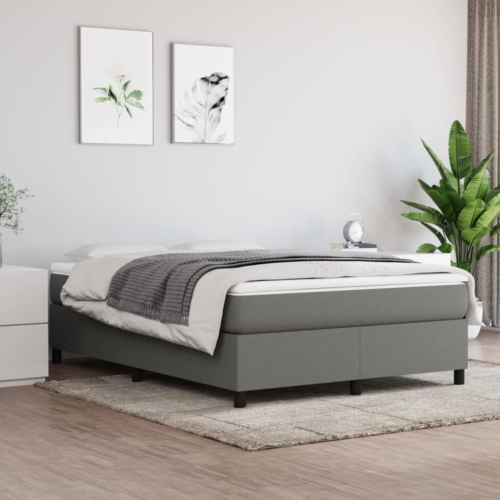Boxspring sengeramme 140x190 cm stof mørkegrå