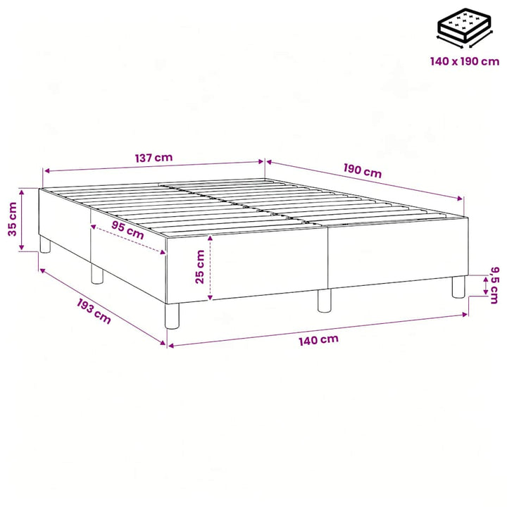 Boxspring sengeramme 140x190 cm stof sort