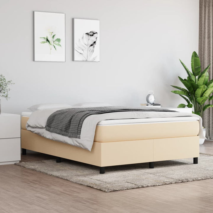 Boxspring sengeramme 140x190 cm stof cremefarvet