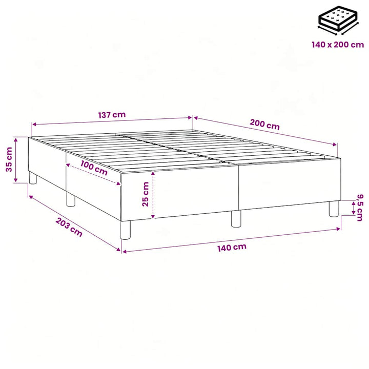Boxspring sengeramme 140x200 cm stof sort