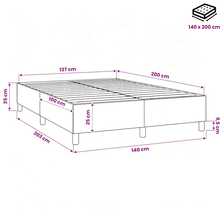 Boxspring sengeramme 140x200 cm stof mørkebrun