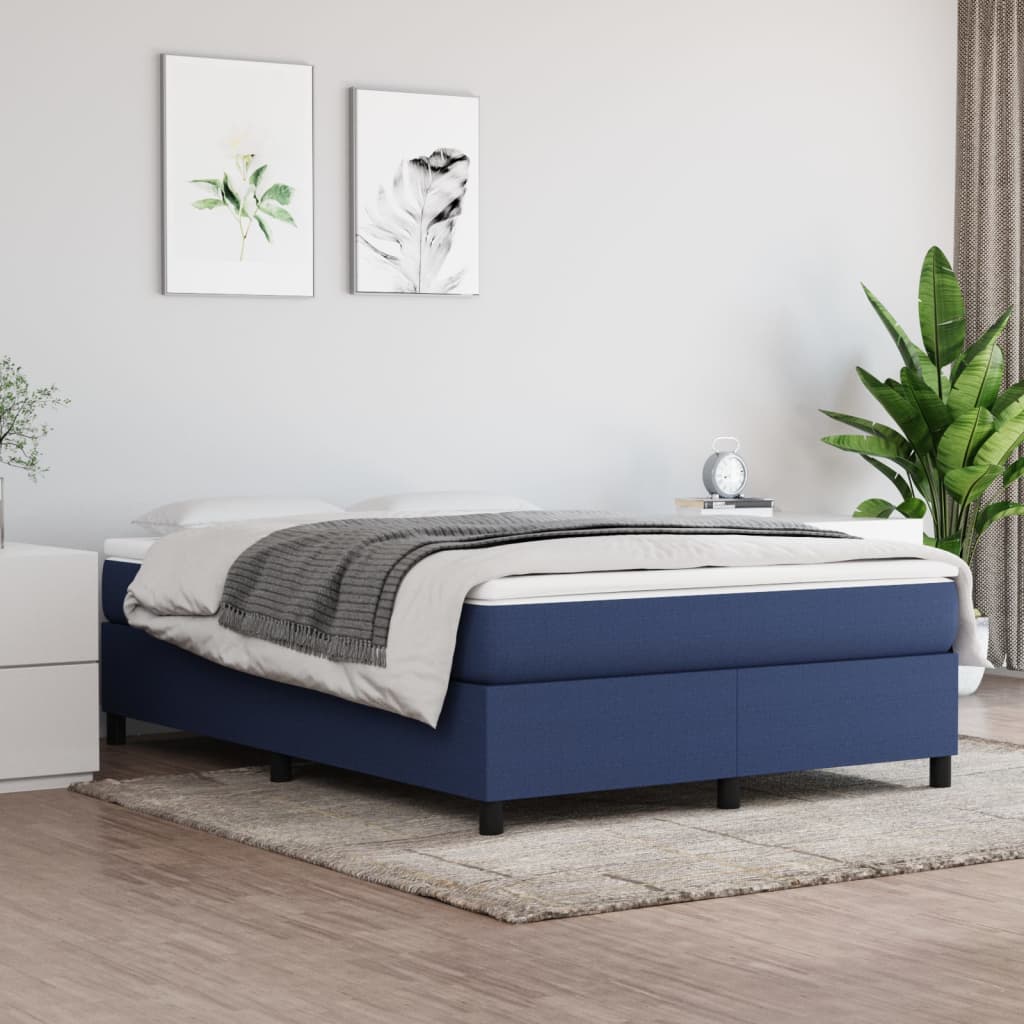 Boxspring sengeramme 140x200 cm stof blå