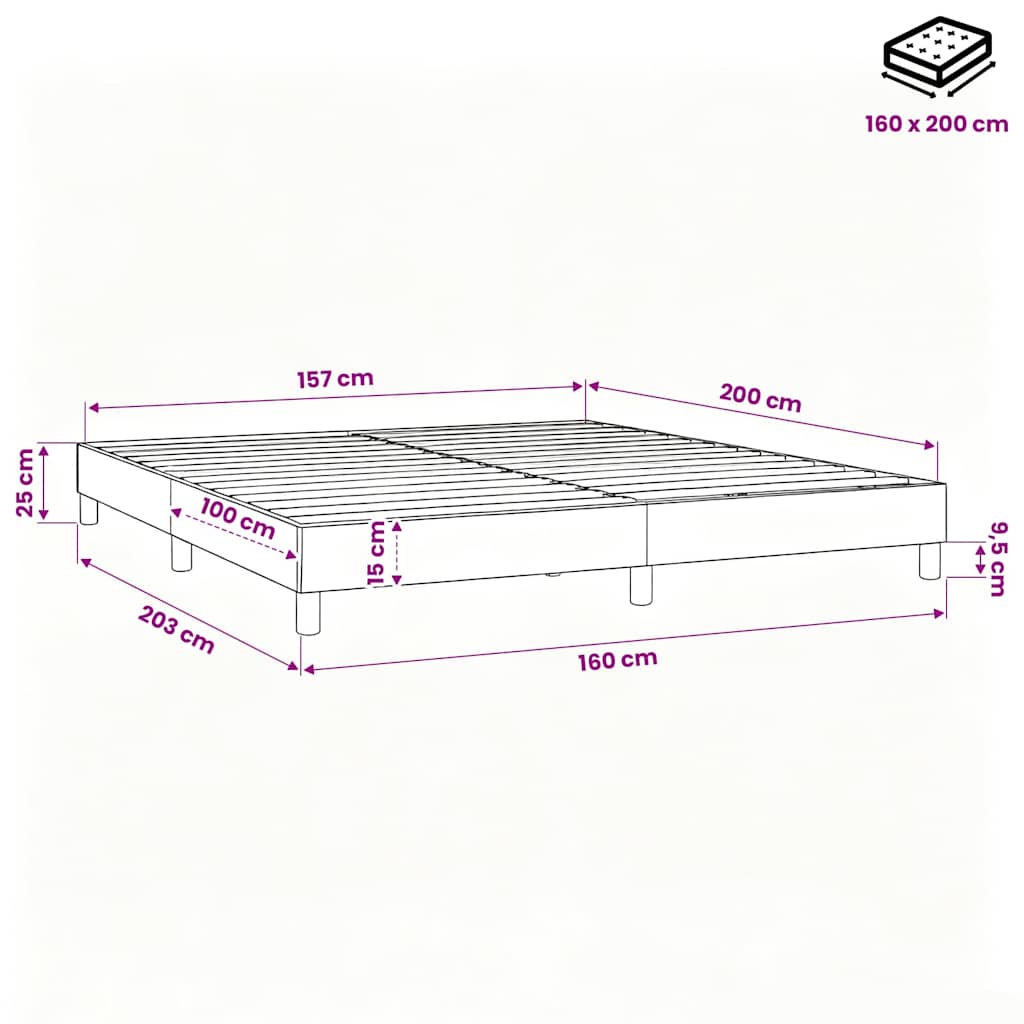 Boxspring sengeramme 160x200 cm stof gråbrun