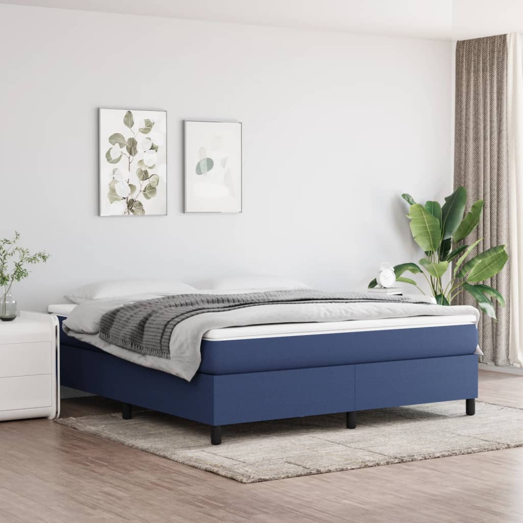 Boxspring sengeramme 160x200 cm stof blå