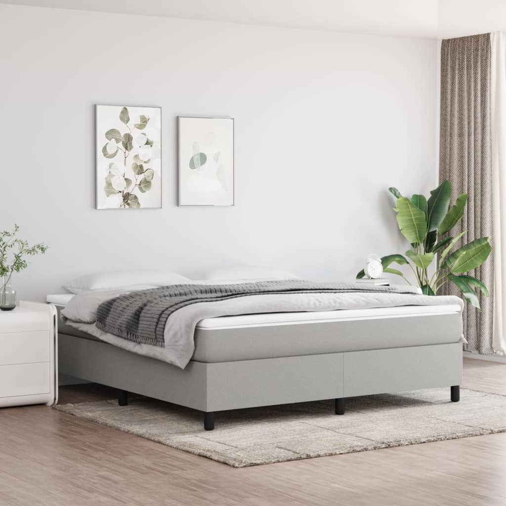 Boxspring sengeramme 180x200 cm stof lysegrå
