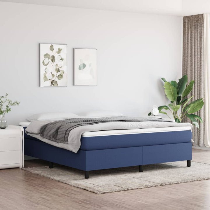 Boxspring sengeramme 180x200 cm stof blå
