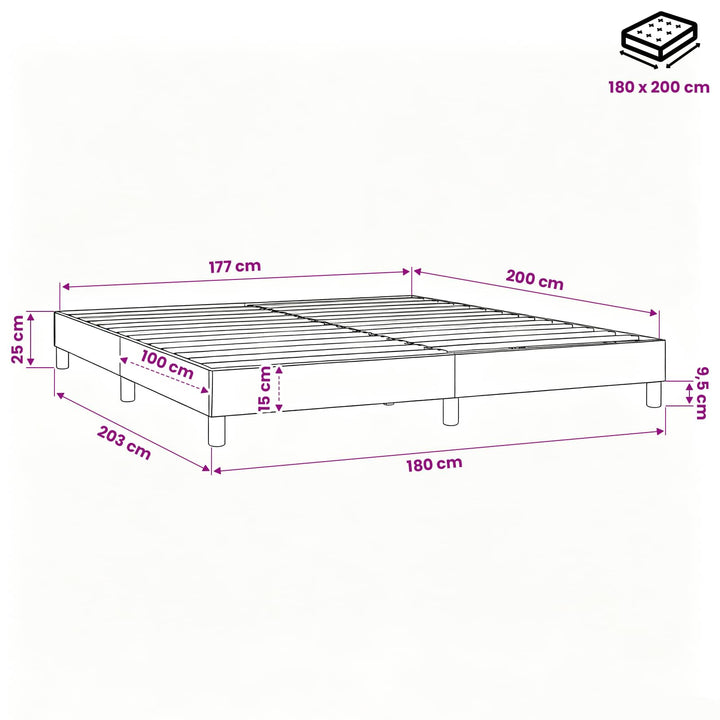 Boxspring sengeramme 180x200 cm stof blå