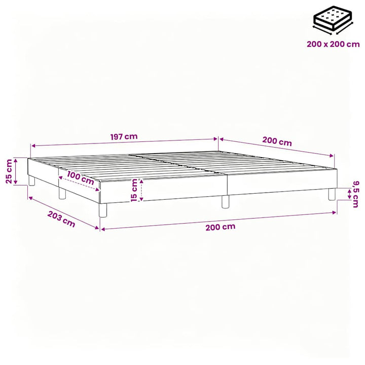 Boxspring sengeramme 200x200 cm stof gråbrun