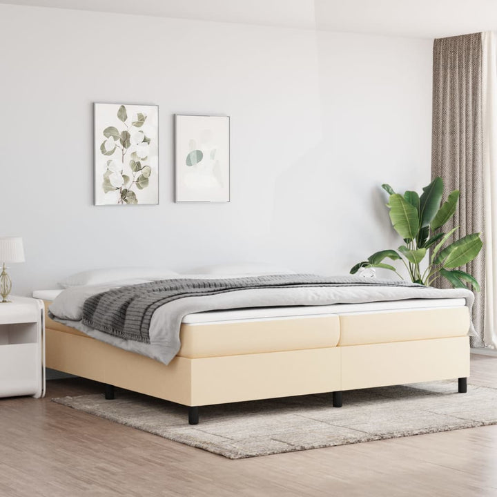 Boxspring sengeramme 200x200 cm stof cremefarvet