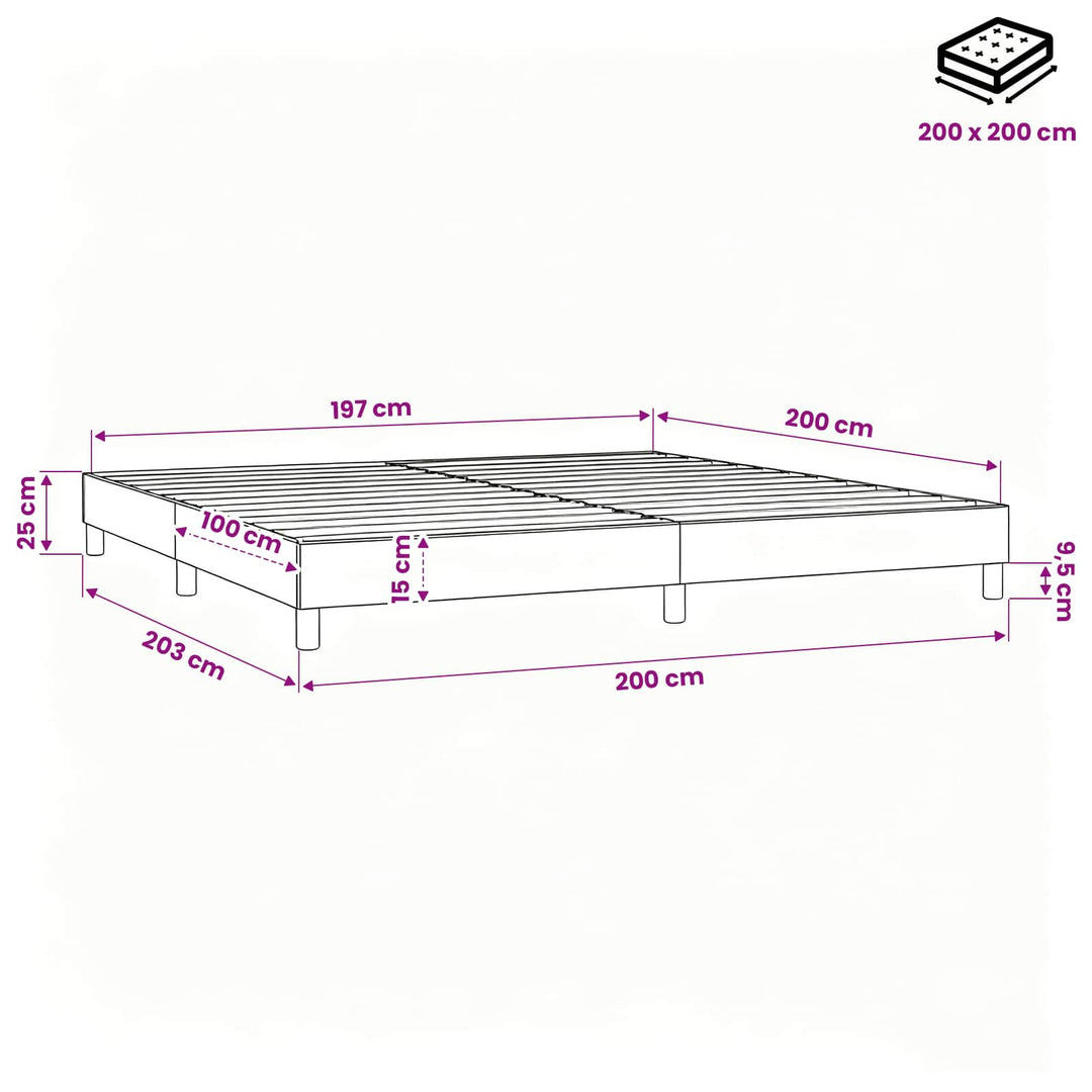 Boxspring sengeramme 200x200 cm stof blå