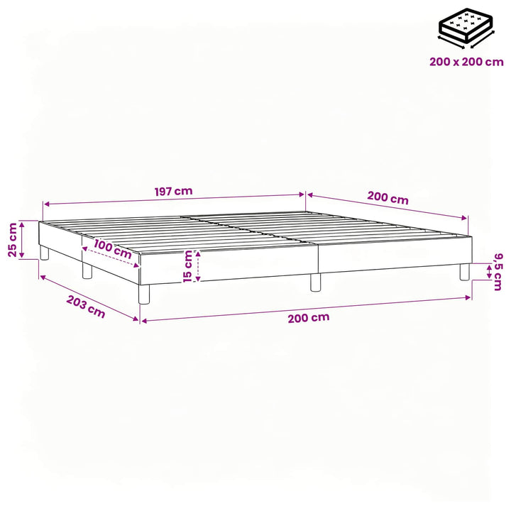 Boxspring sengeramme 200x200 cm stof blå