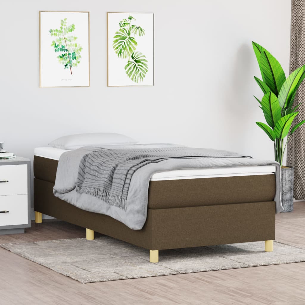 Boxspring sengeramme Mørkebrun 90x190 cm Stof